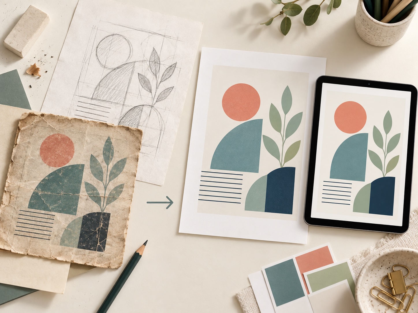 Van ruwe schets naar afgewerkte digitale visual
